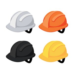 A collection of various helmet designs in vector style, showcasing different types of helmets for safety purposes