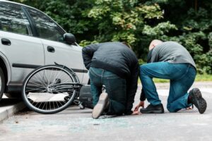 A bicyclist injured due hit by a car